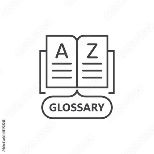 Glossary book icon in flat style. Guidebook encyclopedia vector illustration on isolated background. A-Z notebook sign business concept.