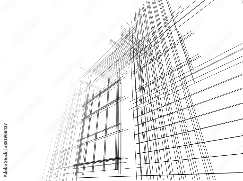 Office building sketch 3d rendering Office building sketch 3d rendering
