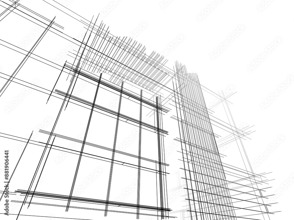 Office building sketch 3d rendering Office building sketch 3d rendering