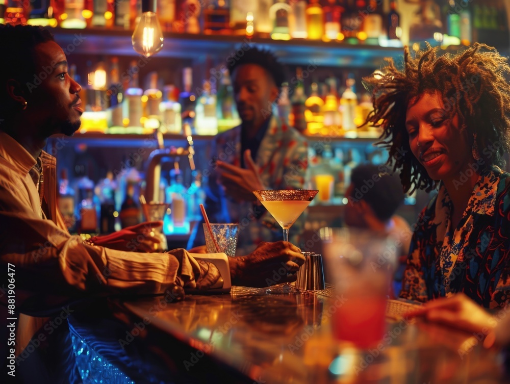 Bar patrons socializing Bar patrons socializing