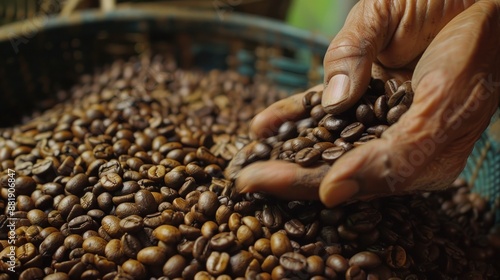 Hands Sorting Coffee Beans