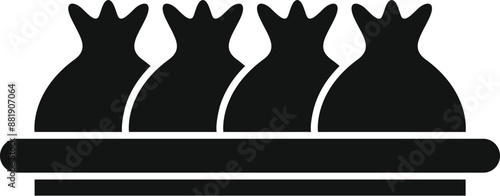 Black silhouette of khinkali on plate, traditional georgian food
