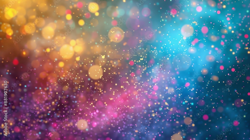 Fototapeta premium Background with tiny luminous dots in Holi colors creating a dreamy effect