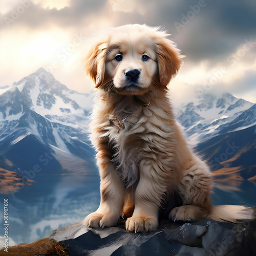 Cute, colorful and lovely puppies of different breeds photo