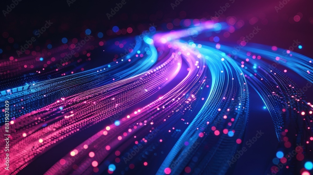 Abstract Neon Light Trails in Motion - Vibrant Blue and Pink Glowing Lines on Dark Background Abstract Neon Light Trails in Motion - Vibrant Blue and Pink Glowing Lines on Dark Background