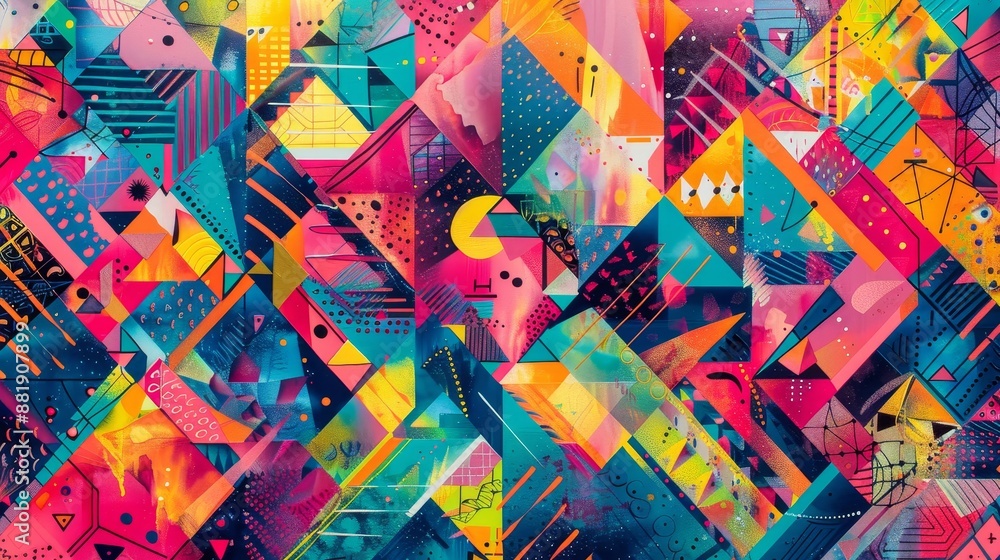 Wallpaper with intricate tessellated patterns in vibrant Holi colors Wallpaper with intricate tessellated patterns in vibrant Holi colors