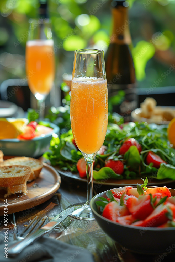 Mimosas and light dishes at a summer brunch Mimosas and light dishes at a summer brunch