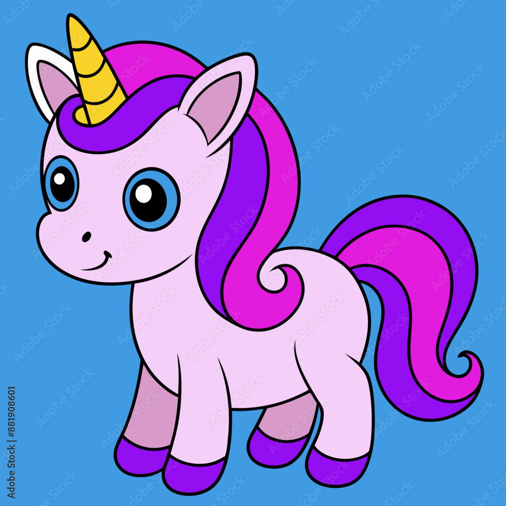 Naklejka premium Unicorn icon vector art illustration on white Background