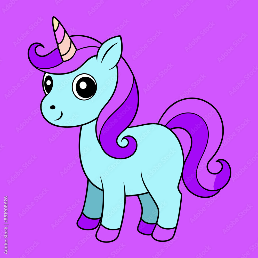 Naklejka premium Unicorn icon vector art illustration on white Background