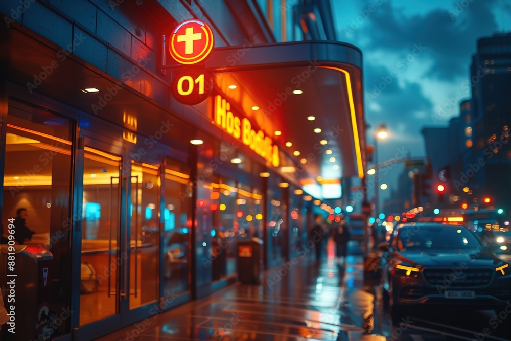 Fototapeta premium Parking lot in front of a hospital, health care concept