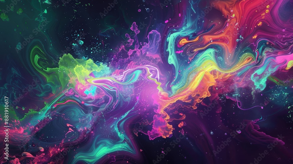 Energetic wallpaper with swirling liquid patterns and Holi colors Energetic wallpaper with swirling liquid patterns and Holi colors