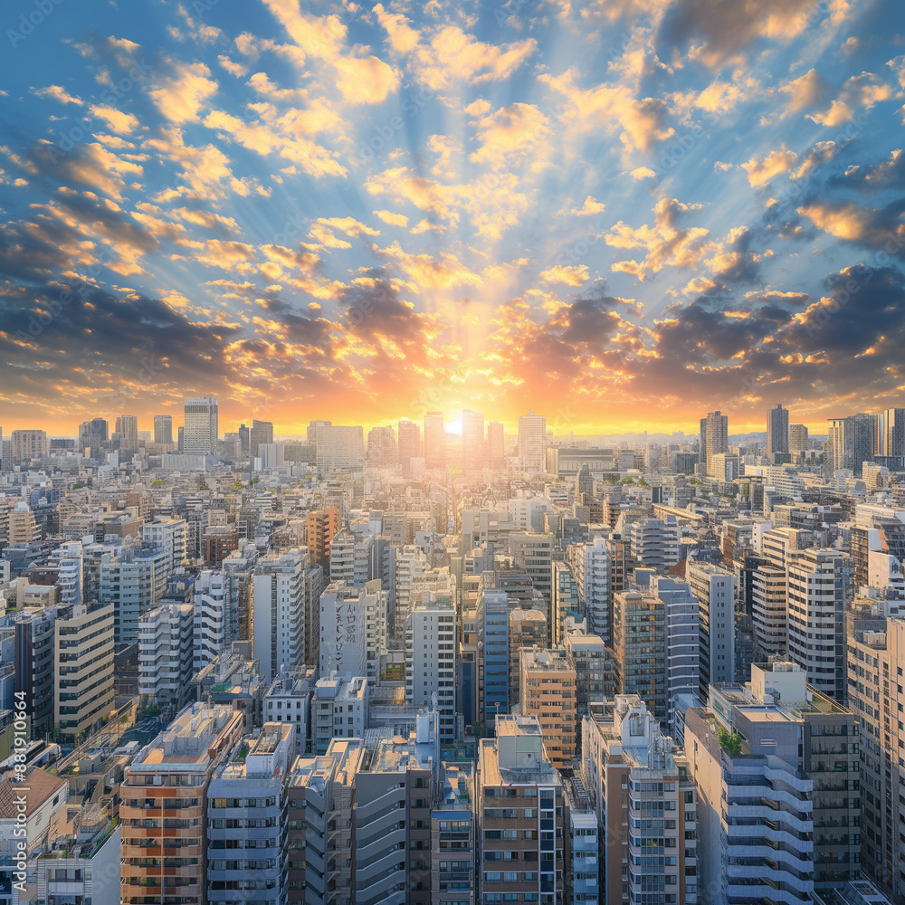 Fototapeta premium 夕方の東京の高層ビル街