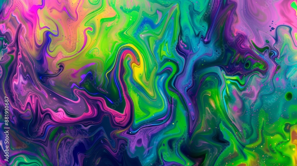 Swirling liquid patterns with neon Holi colors creating dynamic effect Swirling liquid patterns with neon Holi colors creating dynamic effect