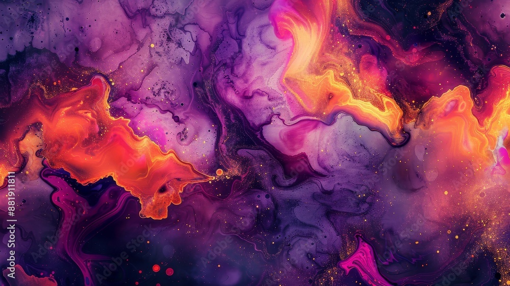 Fototapeta premium Liquid marble patterns in neon colors creating a captivating abstract wallpaper