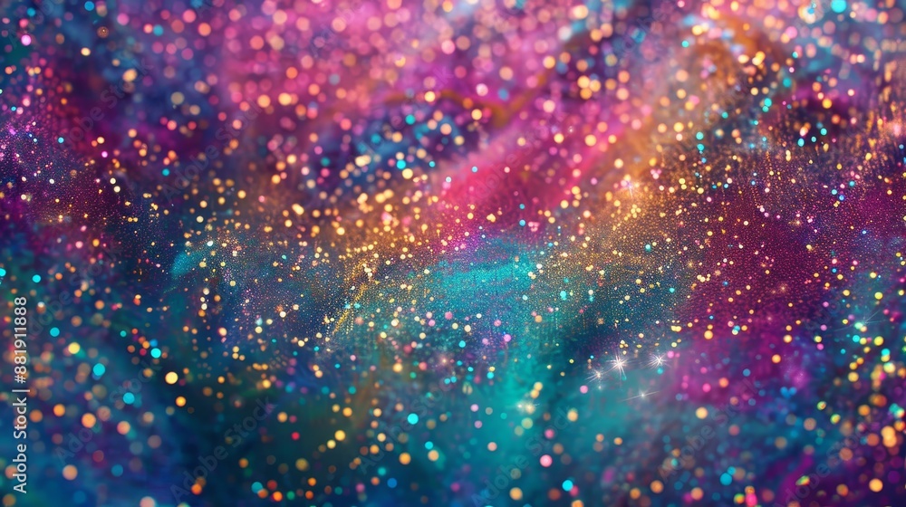 Fototapeta premium Dreamy backdrop with tiny colorful powder particles in swirling patterns