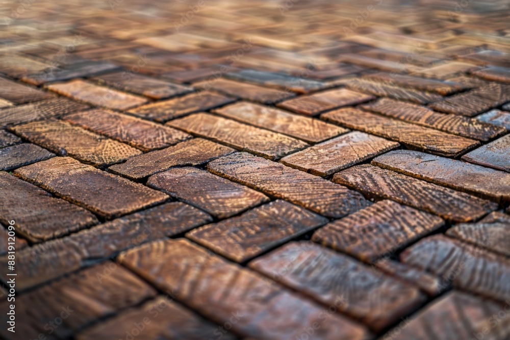 A beautiful and unique paving design featuring a basket-weave pattern made from brown clay bricks. The rustic texture and earthy tone of the bricks add warmth and character to any outdoor space. A beautiful and unique paving design featuring a basket-weave pattern made from brown clay bricks. The rustic texture and earthy tone of the bricks add warmth and character to any outdoor space.