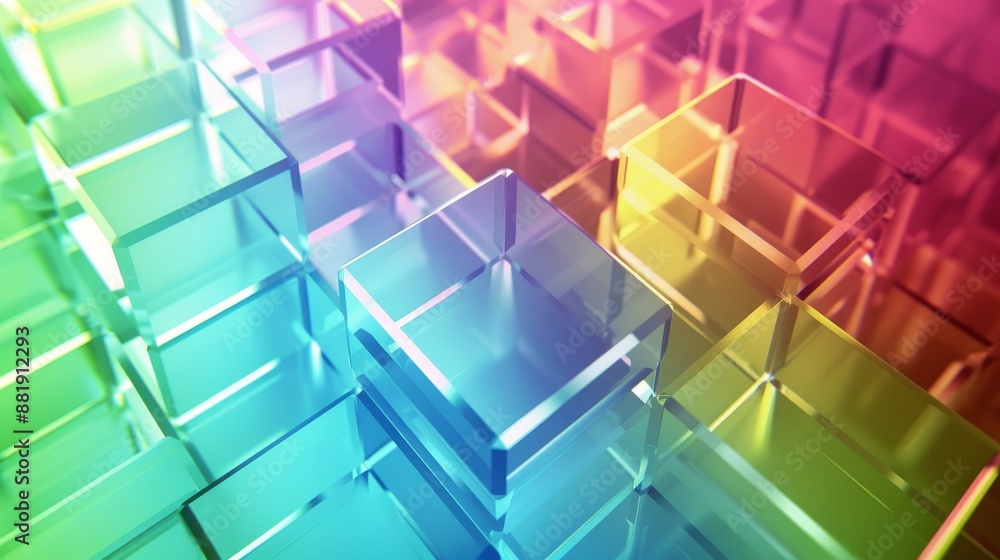 Abstract background with vibrant hexagons and a multi-dimensional effect Abstract background with vibrant hexagons and a multi-dimensional effect