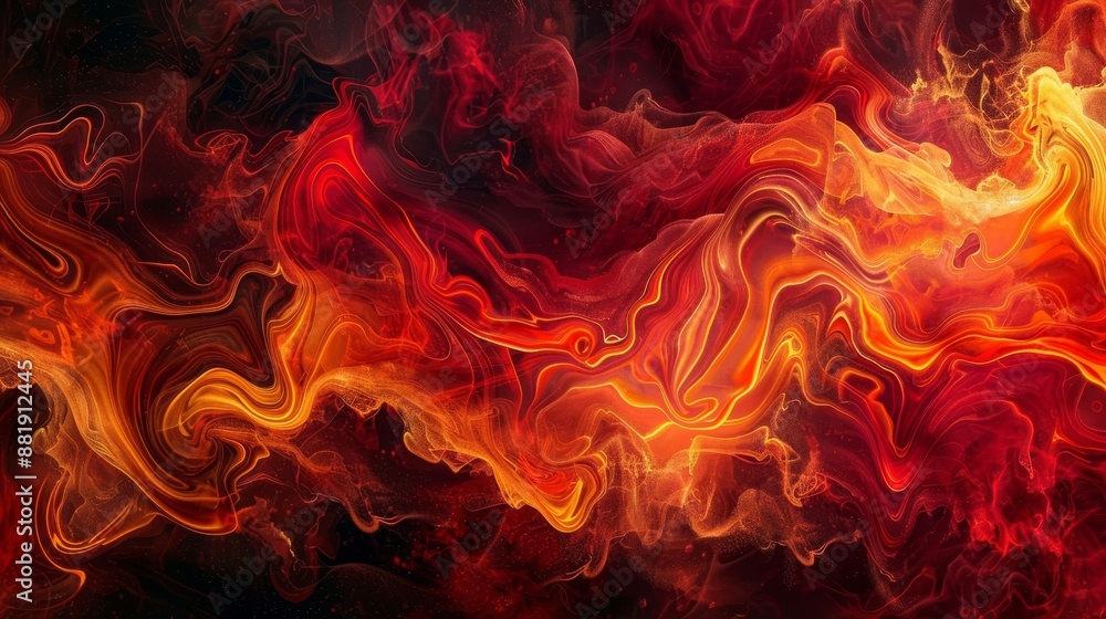 Fototapeta premium Smoke patterns in deep red and orange with a dark ember glow backdrop