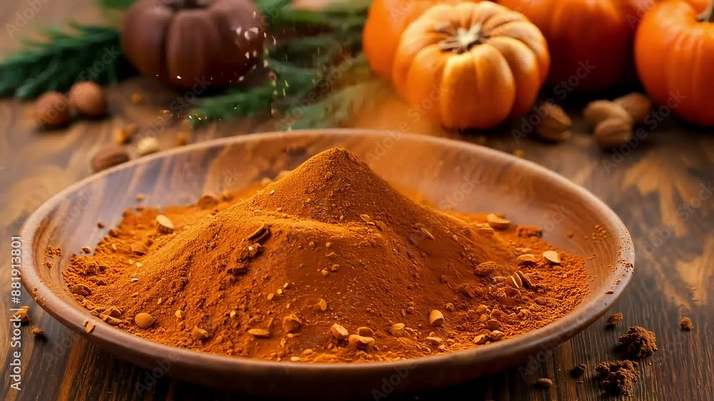 Hand Adding Pumpkin Spice to Wooden Bowl with Ai generated.
Hand Adding Pumpkin Spice to Wooden Bowl with Ai generated.