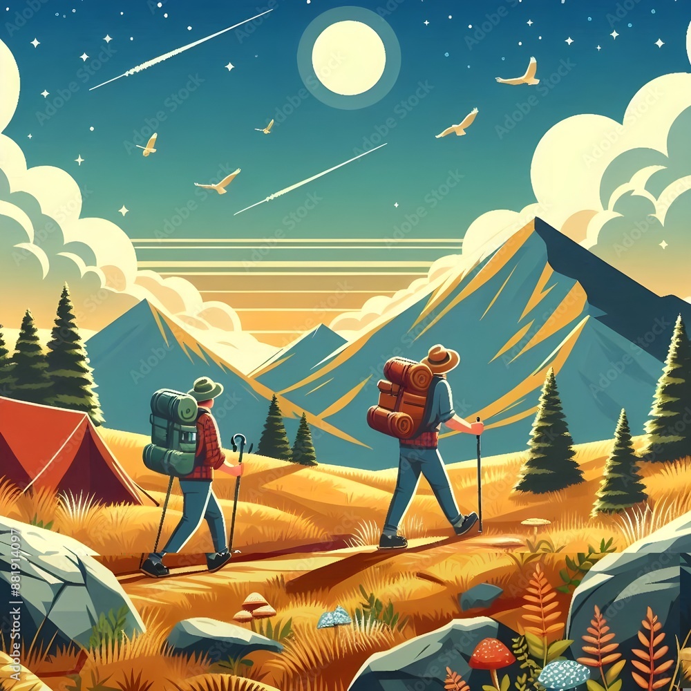 Obraz premium Hiking Day stock vector illustrations