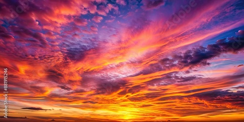 Vibrant sky painted with shades of pink, orange, and purple at sunset, sunset, sky, clouds, colorful, vibrant, twilight, dusk