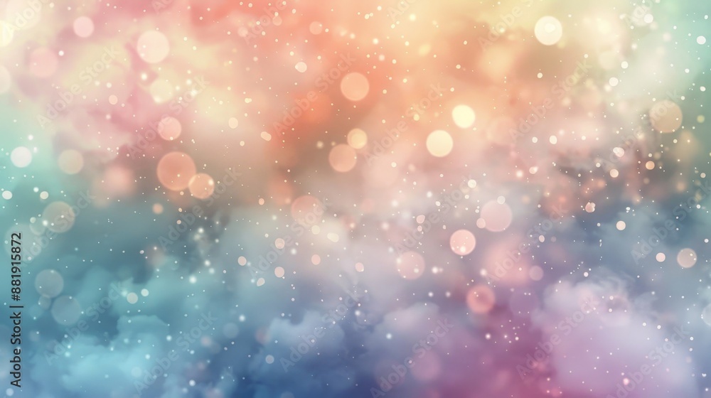 Fototapeta premium Diffused cloud-like textures in soft colors with glowing dots creating an ethereal wallpaper