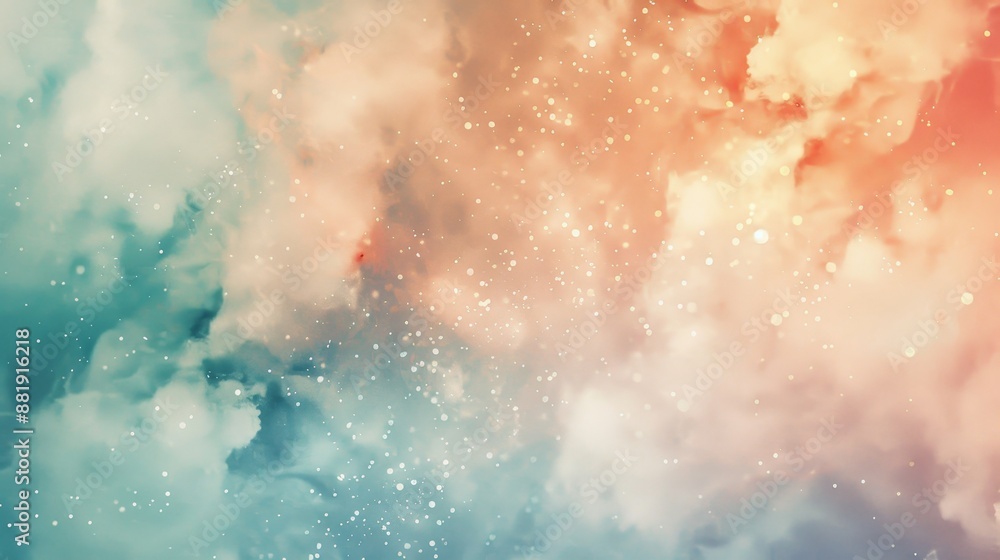 Cloud-like textures in soft springtime colors with sparkling dots backdrop Cloud-like textures in soft springtime colors with sparkling dots backdrop