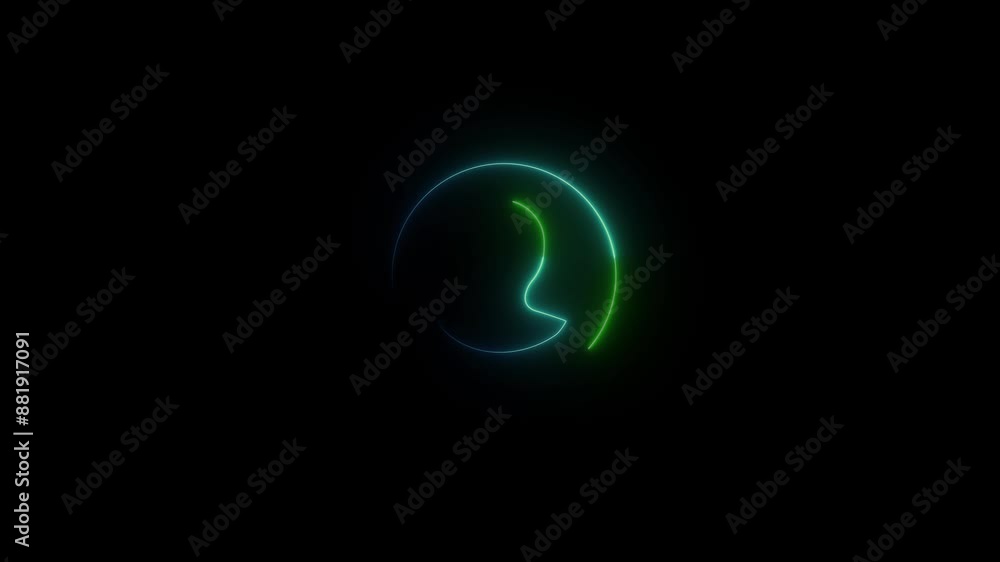 Neon Communication man profile icon. Add new member user animation icon. Glowing neon light people icon on black background. Neon Communication man profile icon. Add new member user animation icon. Glowing neon light people icon on black background.