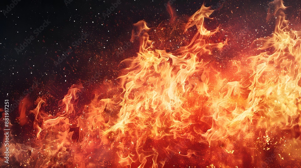 Fire flames on black background. Fire flames on black background.