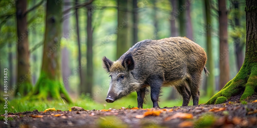 Wild boar grazing in the forest , wildlife, mammal, nature, tusks, pig, hog, animal, forest, outdoors, wild, wilderness Wild boar grazing in the forest , wildlife, mammal, nature, tusks, pig, hog, animal, forest, outdoors, wild, wilderness
