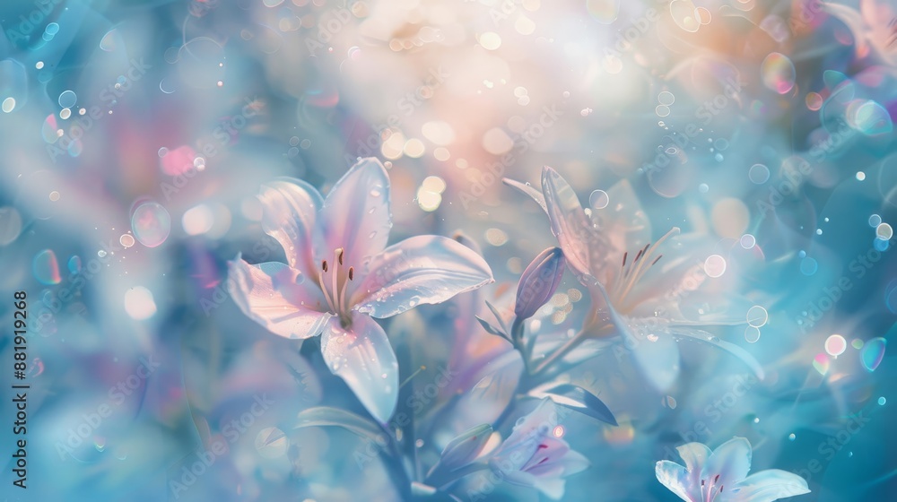 Ethereal backdrop with dreamy mix of blues and pinks and glowing dots Ethereal backdrop with dreamy mix of blues and pinks and glowing dots