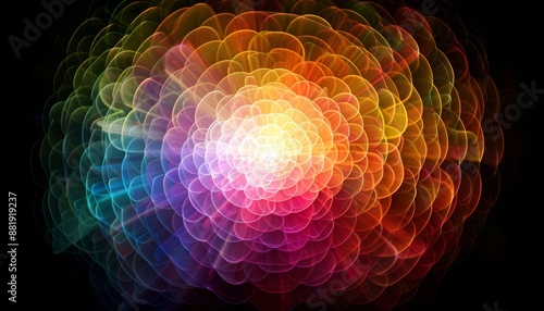 RGB glow, soft, expanding from the centre of the image all the way to the edges of the image