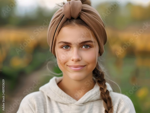 Empowered Young Girl with Confidence and Strength A Portrait of a Happy Teenager Smiling with Style and a Positive Attitude, Representing Youthful Vitality and Modern Girl Power