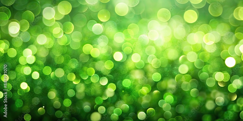 Fototapeta premium Green blurred bokeh background , abstract, texture, lights, soft, glowing, backdrop, defocused, festive, atmosphere