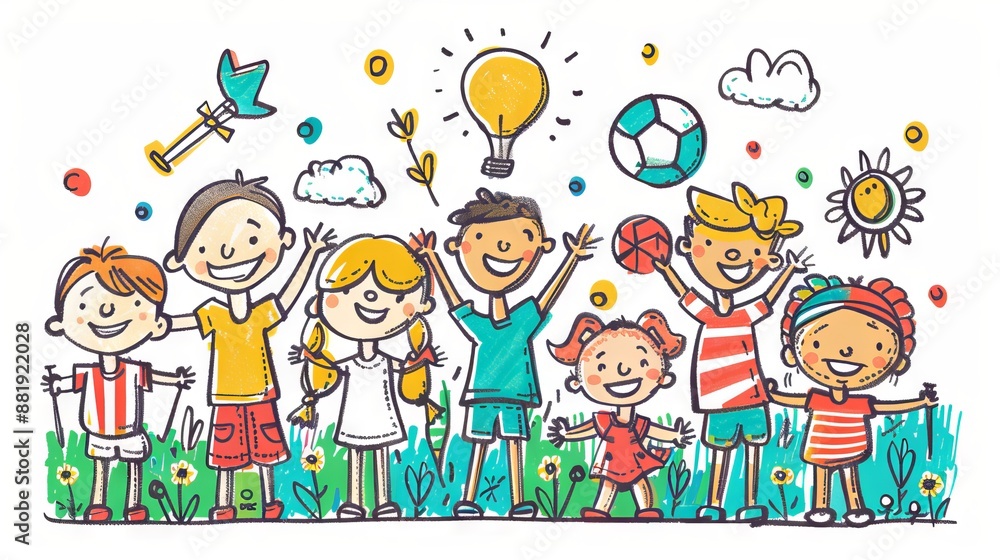 Kids are playing together. They are happy and carefree. Kids are playing together. They are happy and carefree.
