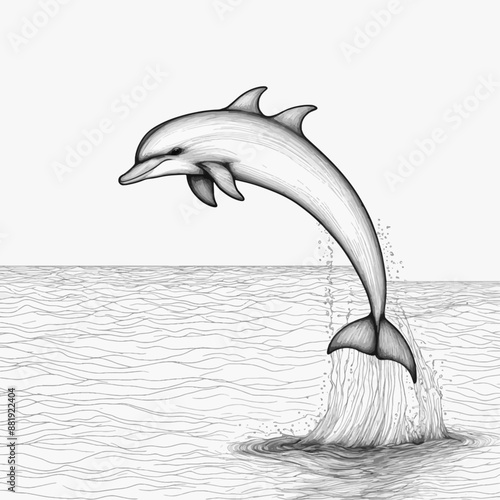 dolphin in sea line drawing