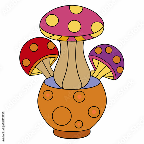 Mushrooms in a vase  cartoon vector