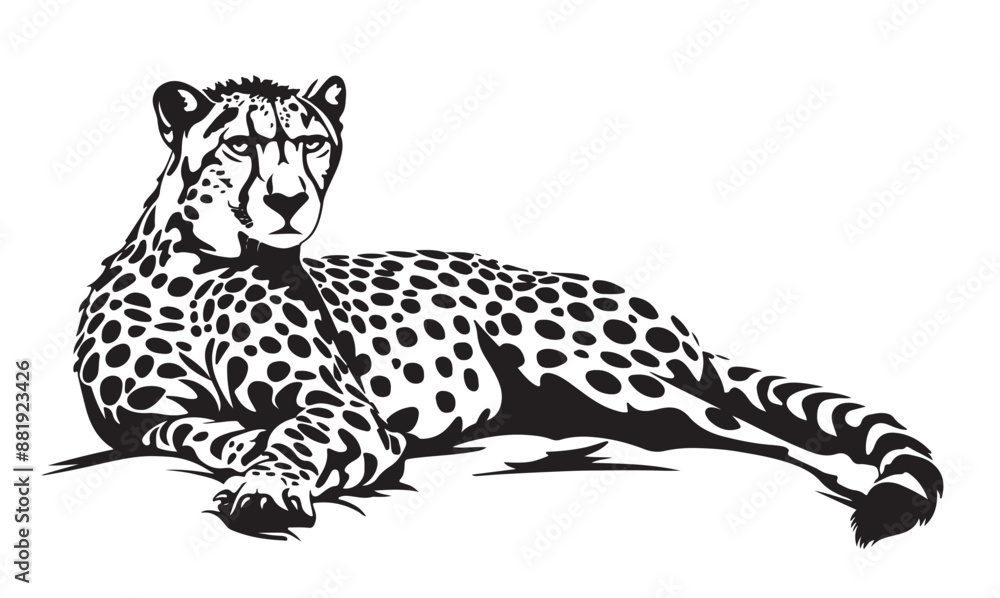 Obraz premium Cheetah hand drawn with ink on white background logo