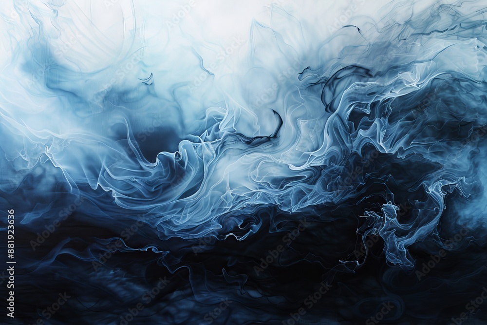 Obraz premium Abstract Image of Deep Blues and Grays with Fluid Flowing Patterns