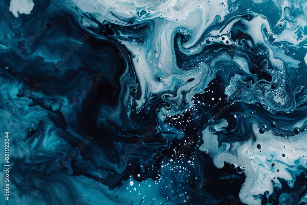 Abstract Image of Deep Blues and Grays with Fluid Flowing Patterns