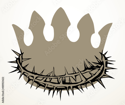 Precious golden crown with thorns. Vector drawing