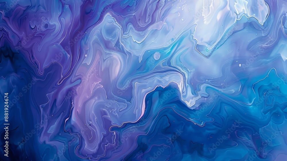 Abstract wallpaper with liquid patterns in blue and lavender and Easter Bunny motifs Abstract wallpaper with liquid patterns in blue and lavender and Easter Bunny motifs