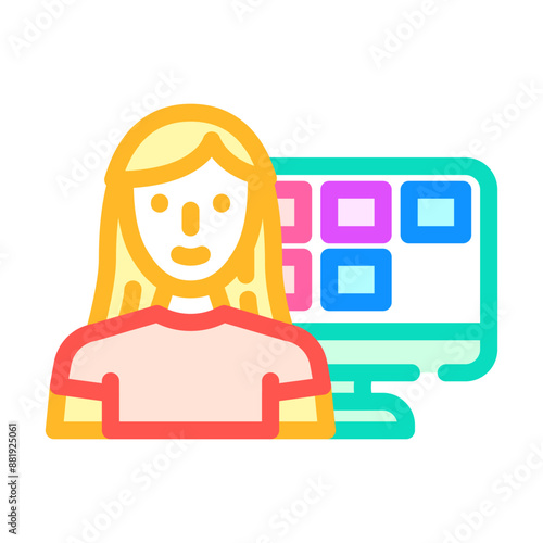 remote freelancing color icon vector. remote freelancing sign. isolated symbol illustration
