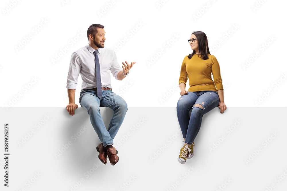 © Ljupco Smokovski - Professional man sitting on a panel and talking to a young casual woman
