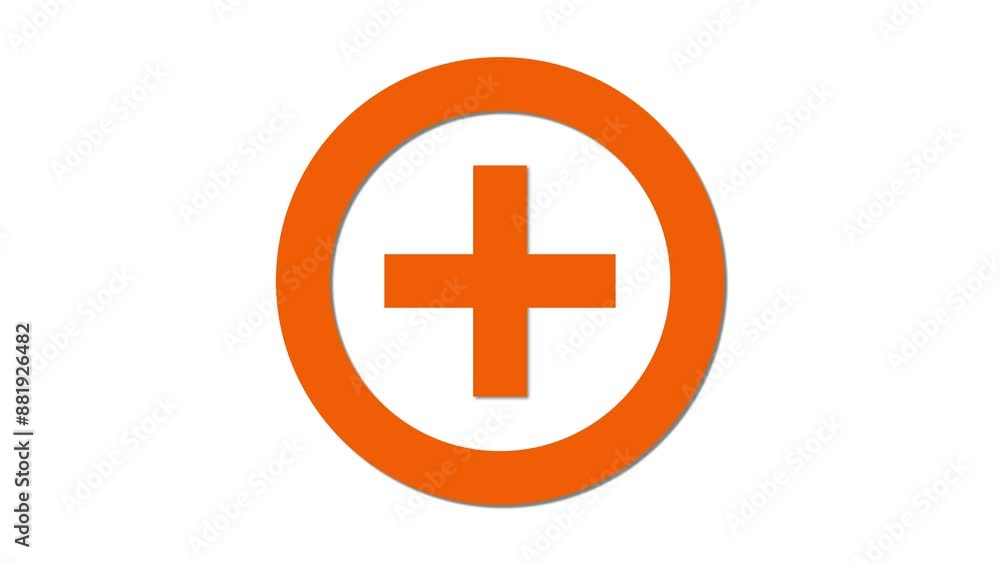 Plus icon with circle animation on a white background. Plus icon with circle animation on a white background.