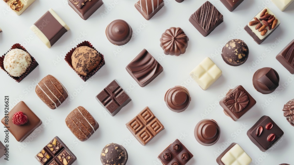 a flat lay of a various chocolate a flat lay of a various chocolate