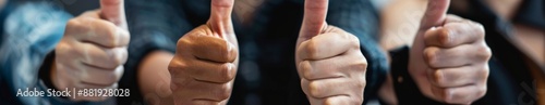 Uplifting Close-up of a Thumbs-Up Hand Gesture, Symbolizing Positivity and Approval for Social Media Engagement, Positive Feedback, and Customer Satisfaction Concepts. © yanlong
