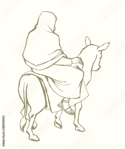 Jesus' Entry into Jerusalem. Vector drawing