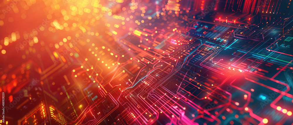 abstract background of digital landscape with various technological elements such as network diagrams, digital graphics, algorithm illustrations, communication networks, and microchips abstract background of digital landscape with various technological elements such as network diagrams, digital graphics, algorithm illustrations, communication networks, and microchips