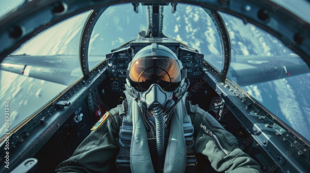Fototapeta premium Fighter Pilot In Cockpit